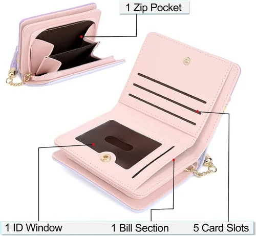 Miniatura 3 de UTO Cartera para niñas de cuero vegano pequeño borla colgante titular de la tarjeta Kawaii monedero 1166, 1166 Púrpura