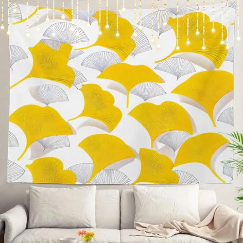 Miniatura 45 de Shrahala Tapiz japonés para colgar en la pared, moderno patrón abstracto de hojas, tapiz grande para dormitorio y sala de estar