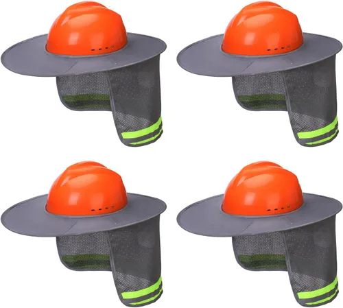 Miniatura 12 de UNCO - Casco de Sombrero Duro con Protector Solar, 1 Paquete, Amarillo, Visera Completa y Estándar de Malla Reflectante de Alta Visibilidad