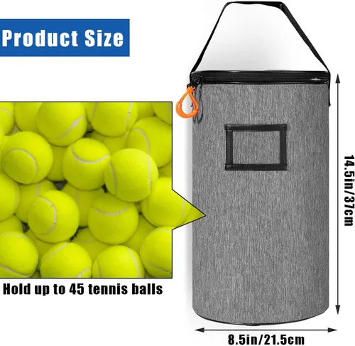 Miniatura 2 de VISEMAN Cesta portátil para pelotas de tenis para entrenamiento, transporte y almacenamiento Gris