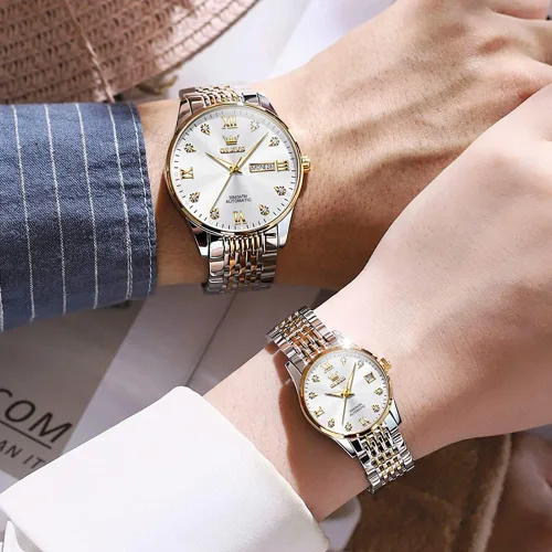 Miniatura 4 de OLEVS Conjunto de relojes para parejas para hombres y mujeres, regalos para el día de San Valentín, mecánico automático, cuerda automática, reloj