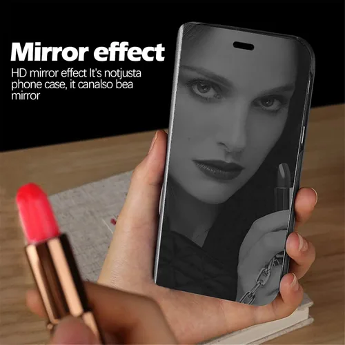 Miniatura 4 de Compatible con Samsung Galaxy S21 FE - Funda de piel transparente con espejo S-View, a prueba de golpes, con función atril, antiarañazos, funda