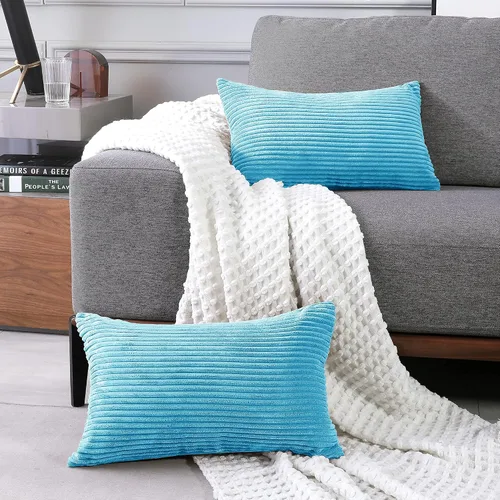 Miniatura 15 de Deconovo - Juego de 2 fundas de cojín de pana modernas, elegantes y suaves, aptas para lavadora, decoración del hogar para sala de estar, sofá
