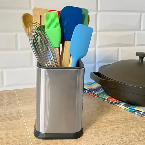 Miniatura 9 de Evelots Soporte para utensilios de cocina, acero inoxidable, organizador de herramientas de cocina para encimera, almacena 15 cucharas, espátulas