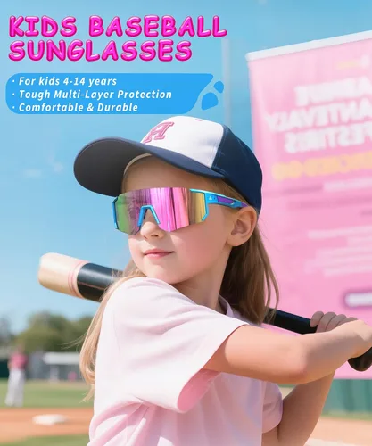 Miniatura 2 de Gafas de sol para niños jóvenes béisbol sóftbol gafas de sol para niñas niños de 4-14 años protección UV deportes niños paquete de 3