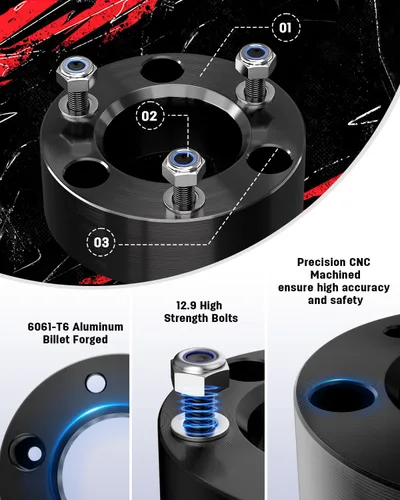 Miniatura 3 de Richeer Kit de elevación de nivelación de 3 pulgadas F + 2 pulgadas R para Titan 2WD 4WD 2004-2023, espaciadores de puntal delantero de 3 pulgadas