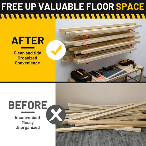 Miniatura 5 de YYR Organizador de madera y estante de almacenamiento de madera para montar en pared, estante de metal resistente de 4 niveles con capacidad