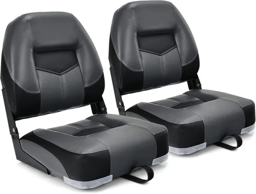 Miniatura 20 de Goplus Asientos para barco con respaldo bajo/alto, asiento plegable para barco con tornillos de acero inoxidable y bisagras de aluminio, acolchado