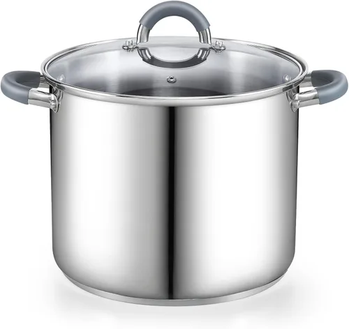 Miniatura 14 de Cook N Home Olla de acero inoxidable de 3 cuartos de galón, olla pequeña con tapa de vidrio, olla básica para saucier, asas de silicona que se