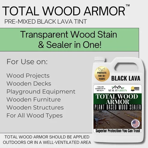 Miniatura 3 de Seal It Green Extreme Total Wood Sellador Black Lava Tinte y sellador de madera duradero en uno Protección profunda para cubiertas, vallas