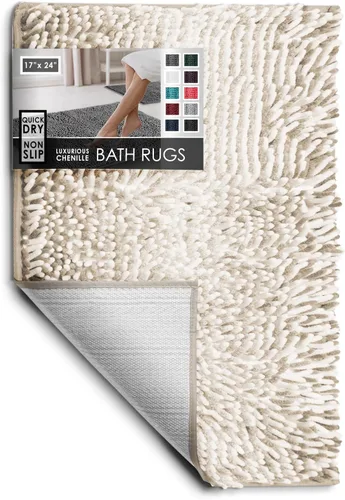 Miniatura 122 de Hearth & Harbor Alfombras de baño, tapete de baño de chenilla - Alfombras de baño lavables a máquina para baño con respaldo antideslizante de goma