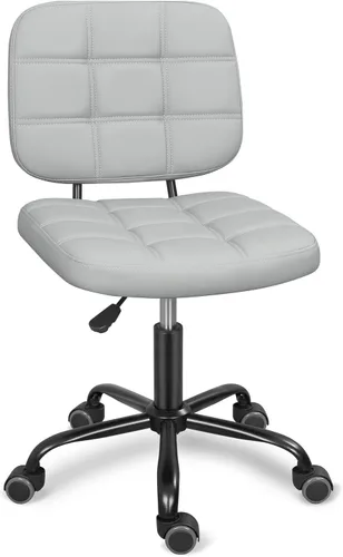 Miniatura 9 de ERGOSEAT Silla de escritorio de oficina en casa sin brazos con ruedas, moderna silla ergonómica con ruedas giratorias de 360°, sillas de tareas