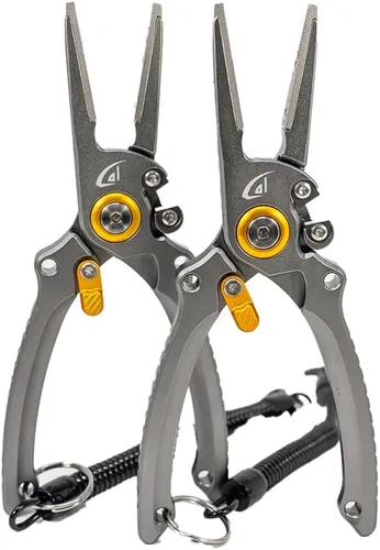 Miniatura 11 de danco Cortador de pesca central de aluminio de 7.5 "con funda, línea de pesca y cortador de alambre, seguro para agua salada, pesca de agua