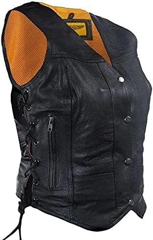 Miniatura 8 de Dream - Chaleco de cuero para mujer, 7 bolsillos, bolsillos laterales, bolsillo para pistola en el interior, regular, Regular