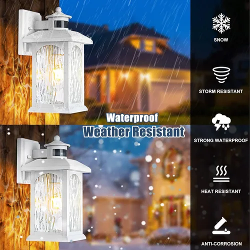 Miniatura 2 de Aplique de pared con sensor de movimiento para exteriores, iluminación blanca con sensor de movimiento del atardecer al amanecer, luces de pared