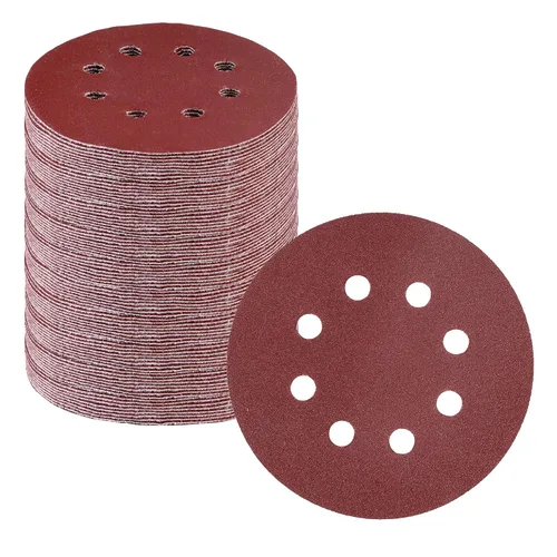 Miniatura 26 de WORKPRO Juego de discos de lija de 50 piezas – Papel de lija de 8 agujeros de 5 pulgadas, 5 grados, incluye 60, 80, 120, 240, 320 granos