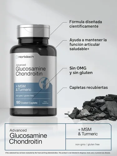 Miniatura 3 de Horbäach Glucosamina Condroitina Más MSM y Cúrcuma 180 Cápsulas Recubiertas Suplemento Sin OGM, Sin Gluten