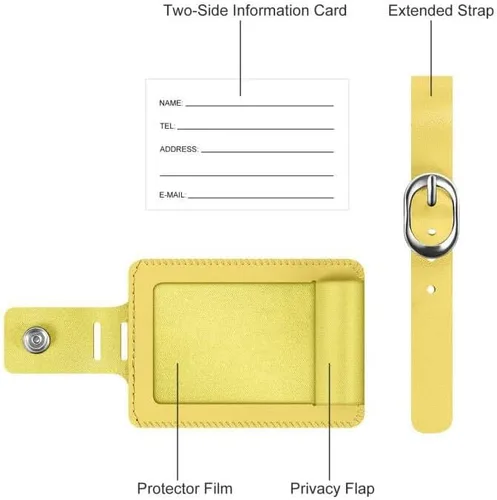 Miniatura 2 de Fintie - Paquete de 2 etiquetas para equipaje, etiquetas de identificación de piel con nombre y cubierta de privacidad para bolsa de viaje y maleta