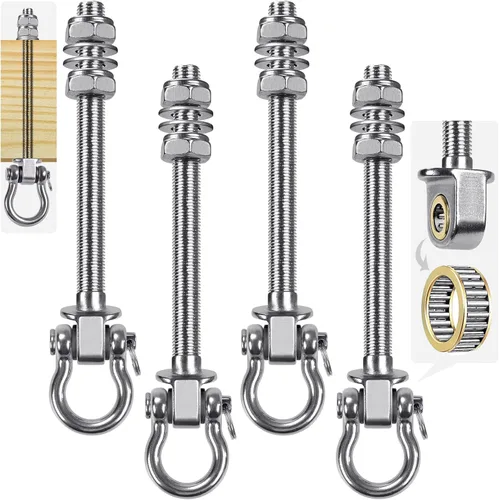 Miniatura 16 de SELEWARE Perchas de columpio resistentes con rodamientos, paquete de 6 – Accesorios de columpio de acero inoxidable para patio y parque infantil
