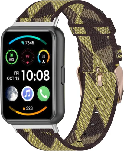 Miniatura 18 de Senter Correas de repuesto de nailon suave de liberación rápida para Huawei Watch Fit 2 Smart Watch Amarillo