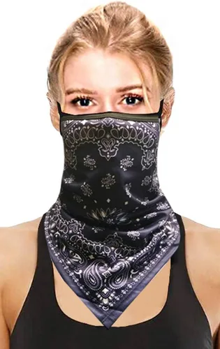Miniatura 11 de CCFW Face Bandana Ear Loops Elegante Hombres Mujeres Polainas de Cuello para Polvo Viento Moto