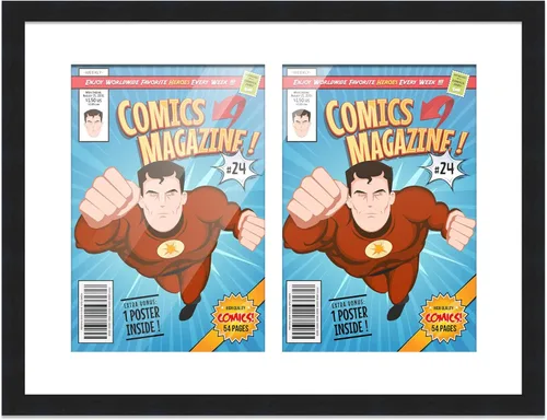 Miniatura 21 de Poster Palooza Marco de cómic con paspartú para 1 cómic de la Edad de Bronce publicado entre 1970 y 1985, marco de cómic negro para cómic de 7.25 x