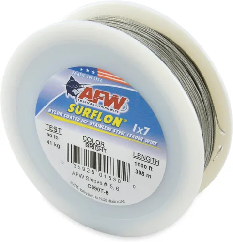 Miniatura 89 de Alambre de pesca americano Surflon recubierto de nailon 1x7 de acero inoxidable, línea líder de pesca para agua salada, prueba de 10 libras - prueba