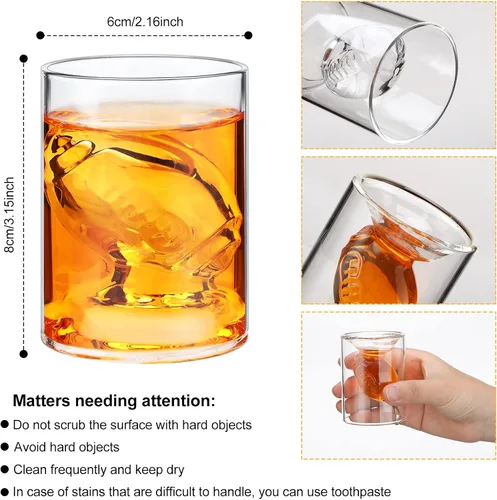 Miniatura 2 de Hoolerry - Juego de 6 vasos de chupito reversibles de 100/200 ml de fútbol, vasos de whisky transparentes para fanáticos del fútbol, regalos