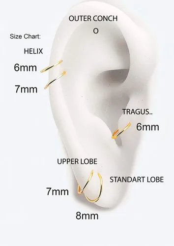 Miniatura 36 de Juego de 2 pares de anillos de nariz para cartílago pequeños para mujer, tragus, tabique, hélix, múltiples piercings finos