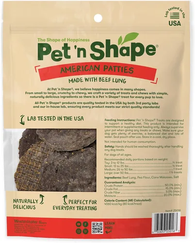 Miniatura 2 de Pet 'n Shape All American Beef Lung Patties - Golosinas para perros, fabricadas y obtenidas en los Estados Unidos, bolsa de 1 libra