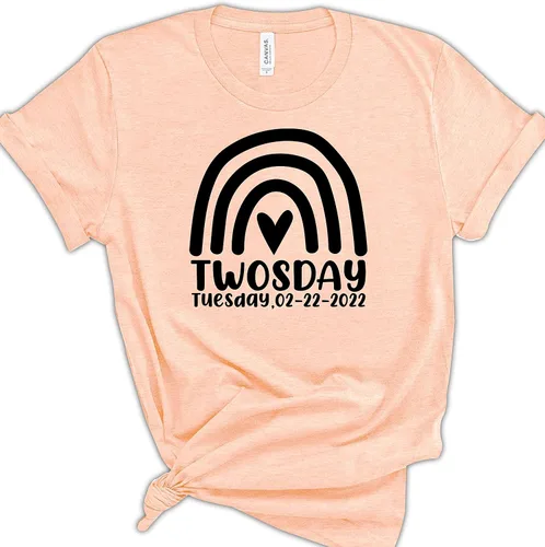 Miniatura 3 de Twosday T-Shirt, Twosday 02-22-2022 T-Shirt for Adult Toddler Youth Men Women Baby, Twosday 02-22-2022 Tuesday Mono Color Rainbow T-Shirt for Women