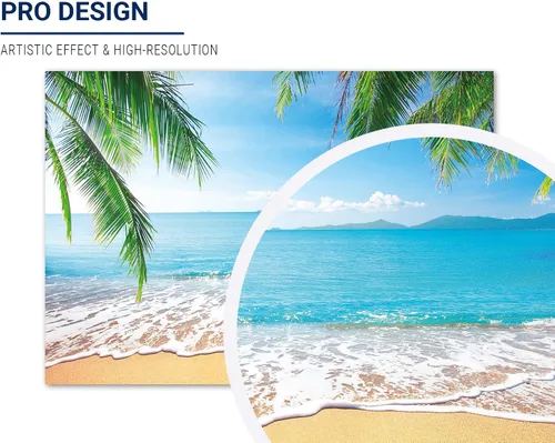 Miniatura 2 de Allenjoy Fondo de playa tropical de 7 x 5 pies, diseño de hojas de palmera de Luau, isla del océano, escena del mar, telón de fondo para fotografía