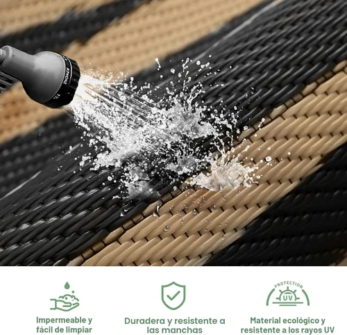 Miniatura 5 de GENIMO Alfombra de Exterior 5'x8' Impermeable para Patio, Alfombra de Paja de Plástico Reversible para Exteriores, Alfombras de Camping para Negro