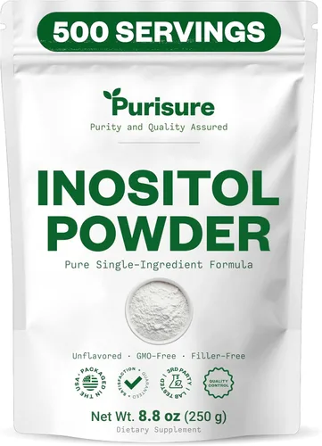 Purisure Inositol en polvo, 8.82 oz, fertilidad, equilibrio hormonal y apoyo ovárico, polvo puro, suplemento de inositol para apoyar la energía y el