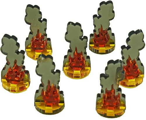 LITKO Marcador Flaming Wreckage, pequeño | Juego de 7 | Base de 0.591 in, 1.181 in de alto | Compatible con Warhammer 40K, Age of Sigmar y juegos de