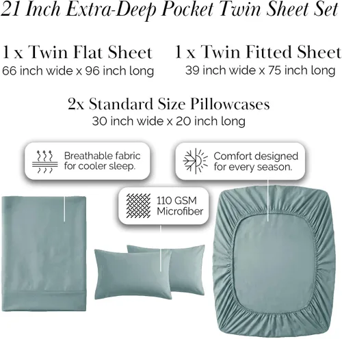 Miniatura 374 de Southshore Fine Living, Inc. Juego de 7 piezas de sábanas King divididas para cama ajustable, juego de sábanas King divididas con bolsillo de 21