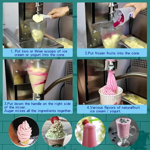 Miniatura 3 de Kolice Máquina de mezcla comercial de yogur congelado de fruta fresca, máquina mezcladora de helado de batido de yogur, máquina de mezcla de helado