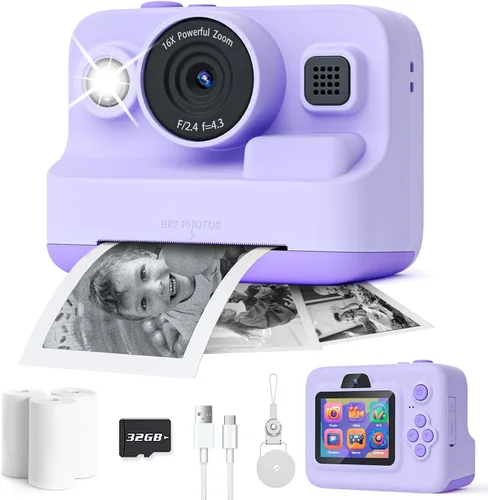 Miniatura 9 de Dylanto Cámara de niños con impresión instantánea, cámaras instantáneas de 1080P para niños que imprimen fotos, regalos de Navidad de cumpleaños
