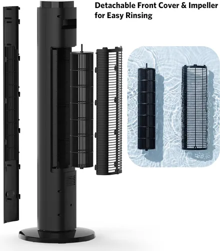 Miniatura 7 de Ventilador de torre de 36 pulgadas para dormitorio, velocidad de 23 pies/s, ventiladores oscilantes de pie para habitación con 6 velocidades, 4
