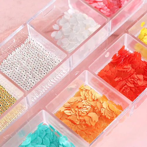 Miniatura 2 de Pétalos florales con purpurina para arte de uñas, diseño de cuentas de diamantes de imitación, suministros de pétalos de flores 3D para mujeres