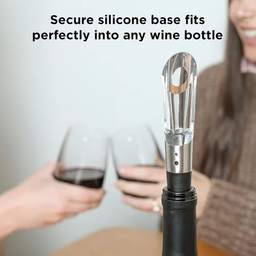 Miniatura 4 de Rabbit W6127 Aireador y vertedor de vino, diseño transparente y acero inoxidable, fácil de usar para mejorar el sabor del vino y un vertido suave