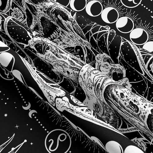 Miniatura 4 de Tapzen Tapiz gótico de tarot de fase lunar para dormitorio, para colgar en la pared de terror en blanco y negro (90 x 70 pulgadas)