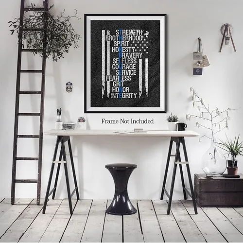 Miniatura 4 de Govivo Decoración de pared de la bandera estadounidense de oficial de policía, lienzo listo para colgar, 16 x 20 pulgadas, regalos de graduación