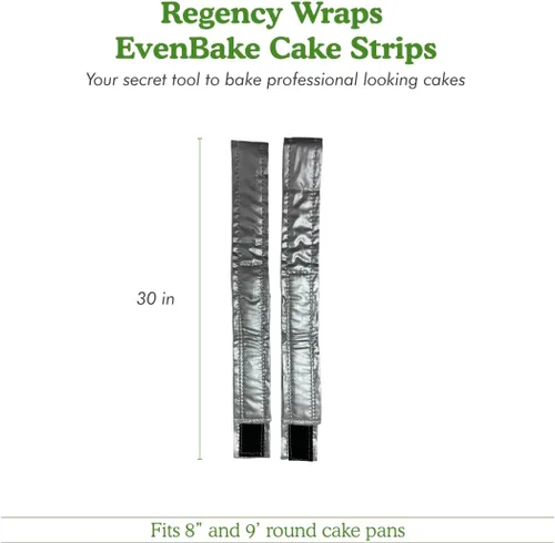 Miniatura 6 de Regency Wraps EvenBake CakeStrips, banda de algodón aluminizado con cierre seguro similar a velcro para crear capas húmedas y uniformes, paquete