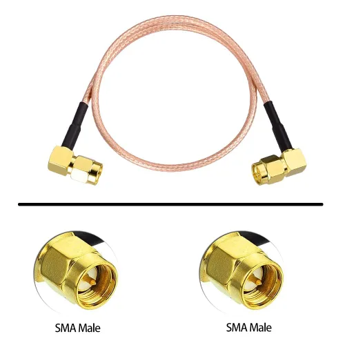 Miniatura 3 de Superbat Paquete de 2 extensiones de cable SMA, macho SMA a macho SMA macho conector de ángulo recto RG316 puente coaxial, 12 pulgadas