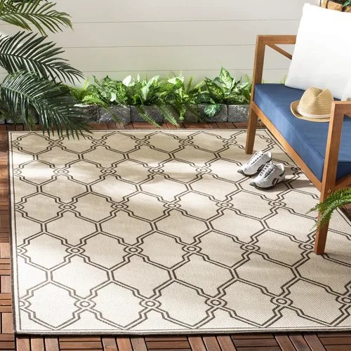 Miniatura 22 de SAFAVIEH Alfombra lavable para exteriores Linden Collection - 8 x 10 pies, crema y azul, no desprende pelusa y fácil de limpiar, ideal para patio