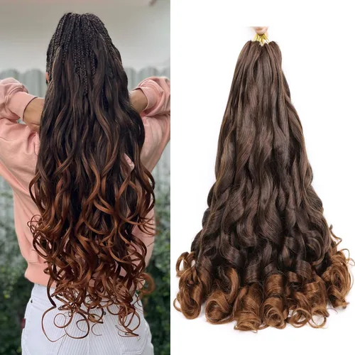 Miniatura 83 de Cabello rizado francés trenzado de 10 pulgadas, color 4, cabello rizado preestirado, 8 paquetes de trenzas de ganchillo de rizo francés para trenzas