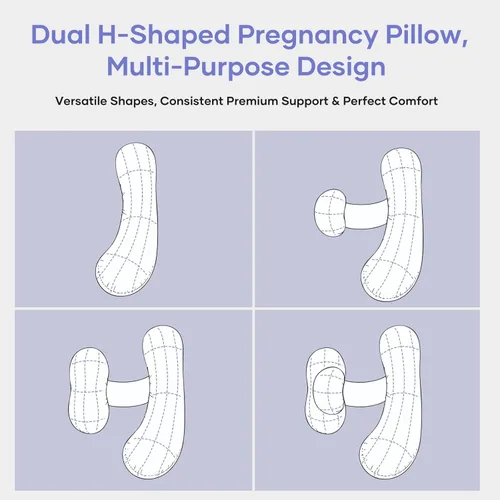 Miniatura 6 de Almohada de maternidad para dormir de lado, almohada desmontable de apoyo para el vientre y la espalda con tela transpirable refrescante, firmeza