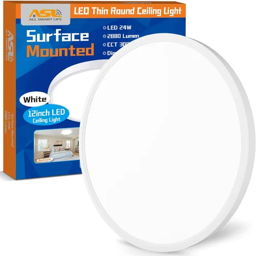 Miniatura 19 de Allsmartlife - Juego de 2 lámparas de techo empotradas, lámpara de techo LED redonda regulable CCT 3000K/4000K/6500K, lámparas de 24W de 12 pulgadas