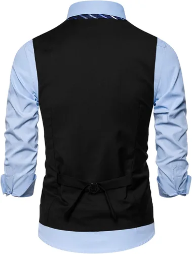 Miniatura 3 de AOYOG Chaleco formal de negocios para hombre, 5 botones, ajuste regular, para traje o esmoquin